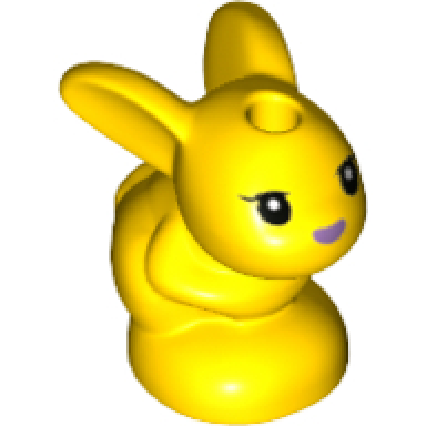 yellow bunny rabbit friends baby sitting with black eyes and medium lavender nose pattern