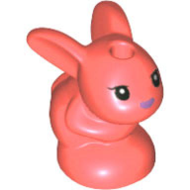 coral bunny rabbit friends baby sitting with black eyes and medium lavender nose pattern