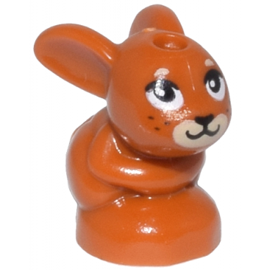 dark orange bunny rabbit friends baby sitting with black eyes nose and whiskers and tan muzzle pattern
