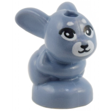 sand blue bunny rabbit friends baby sitting with black eyes nose and whiskers and white muzzle pattern