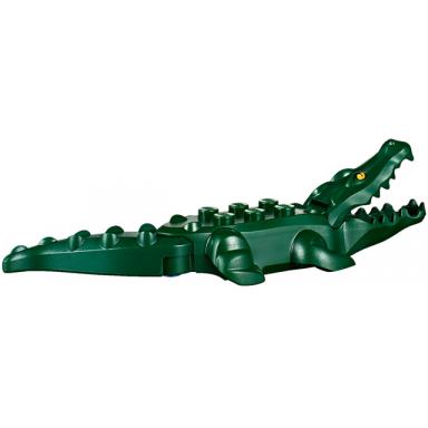 alligator crocodile with 20 teeth with yellow eyes with white glints pattern with blue technic pin 1 2
