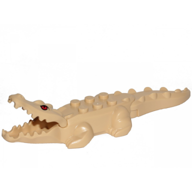 alligator crocodile with 20 teeth with red eyes pattern with blue technic pin 1 2
