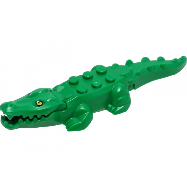 alligator crocodile with 20 teeth with yellow eyes without white glints pattern with light bluish gray technic pin 1 2