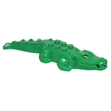 alligator crocodile with 20 teeth with yellow eyes without white glints pattern with white technic pin 1 2