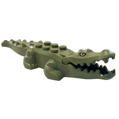 alligator crocodile with 20 teeth with yellow eyes without white glints pattern with red technic pin 1 2