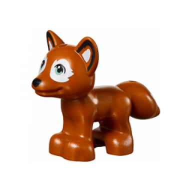 dark orange fox friends elves with black nose sand green eyes and white around eyes and on tail pattern