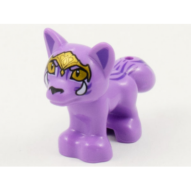 medium lavender fox friends elves with gold headpiece and eyes 2 white tusks dark purple hair pattern serlot