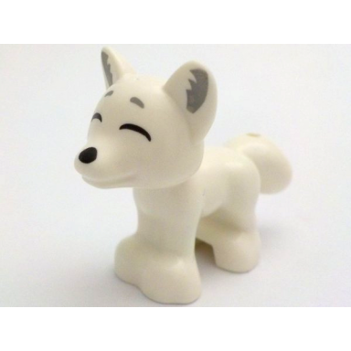 white fox friends elves with black nose and closed eyes flat silver eyebrows and ears pattern