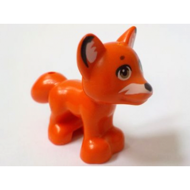 reddish orange fox friends elves with black nose dark tan eyes white face ears and tail markings pattern