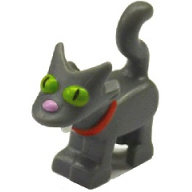 dark bluish gray cat the simpsons with bright pink nose lime eyes and red collar pattern snowball ii