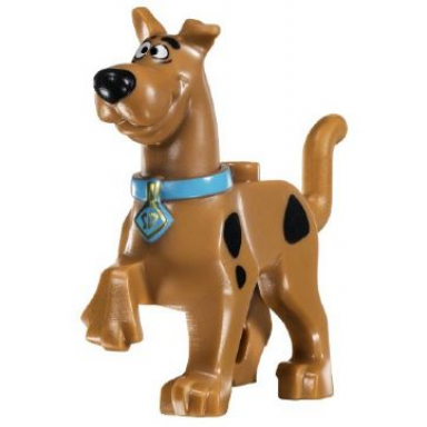 medium nougat dog great dane scooby-doo walking with medium azure collar pattern