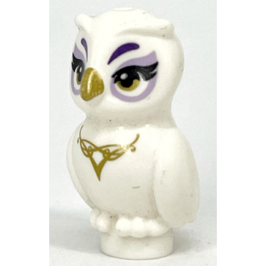 owl elves with gold beak eyes and necklace dark purple eyebrows lavender eye shadow pattern nascha
