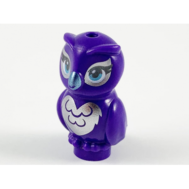 dark purple owl elves with metallic light blue beak and silver on chest back and around eyes pattern