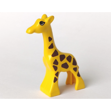 yellow duplo giraffe baby small eyes oval pattern
