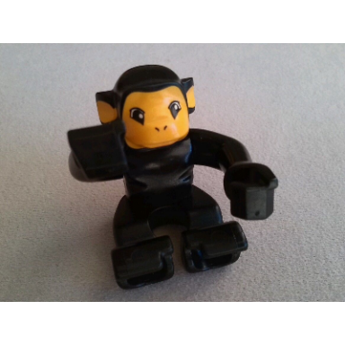 black duplo monkey with squared eyes pattern