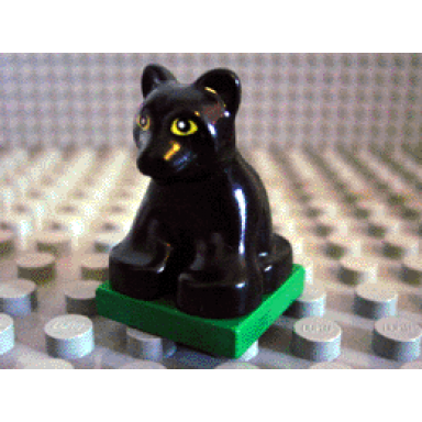 black duplo panther baby cub on green base