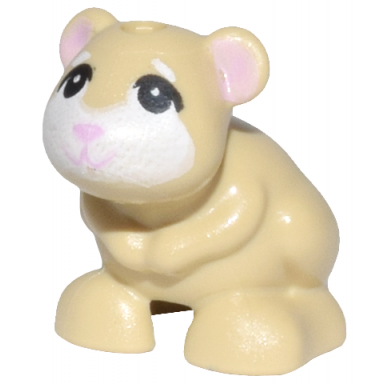 tan hamster mouse friends elves with black eyes bright pink nose mouth and ears and white muzzle and blaze pattern jellybean