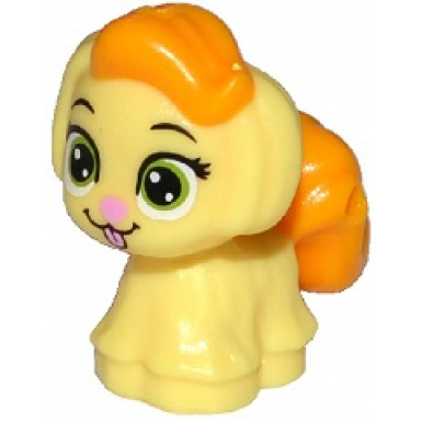 bright light yellow dog whisker haven tales rapunzels puppy with bright light orange bangs and tail lime eyes and bright pink nose and tongue pattern daisy