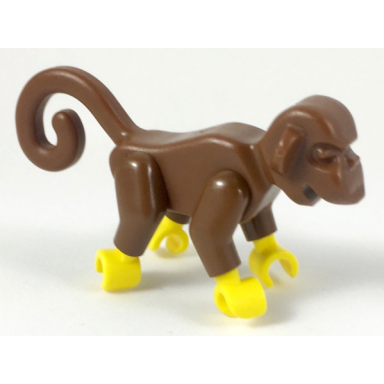 brown monkey with yellow hands and feet