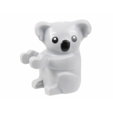 light bluish gray koala with black eyes and nose pattern
