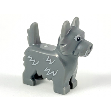 dark bluish gray dog terrier with black eyes and nose and light bluish gray fur lines pattern toto