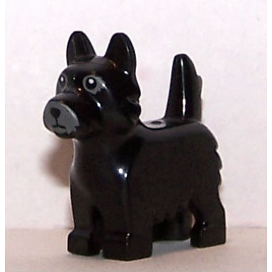black dog terrier with black eyes and nose on gray background pattern bam