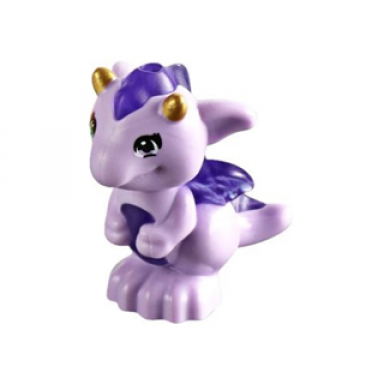 dragon elves baby with molded trans-purple stomach spines and wings and printed gold horns pattern fledge