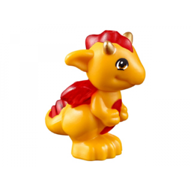 dragon elves baby with molded trans-red stomach spines and wings and printed gold horns pattern spark