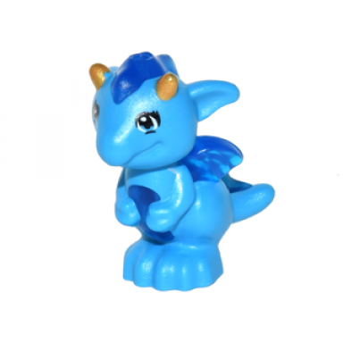 dragon elves baby with molded trans-dark blue stomach spines and wings and printed gold horns pattern rayne