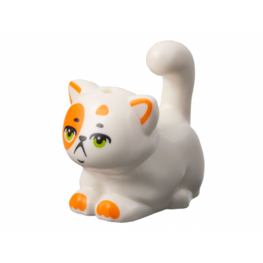 white cat friends large sitting with orange markings and lime eyes pattern churro