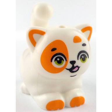 cat friends large sitting with orange markings and paws lime eyes open mouth with bright pink tongue pattern churro