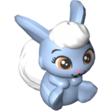bright light blue bunny rabbit whisker haven tales snow whites bunny with white bangs and tail medium nougat eyes and bright pink nose pattern berry