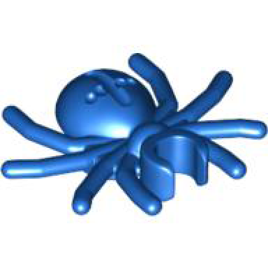 blue spider with round abdomen and clip