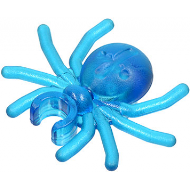 trans-dark blue spider with round abdomen and clip