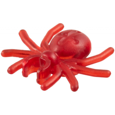 trans-red spider with round abdomen and clip