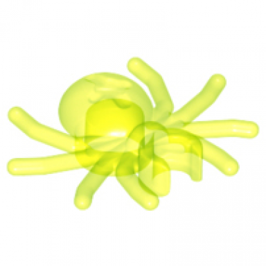 trans-neon green spider with round abdomen and clip