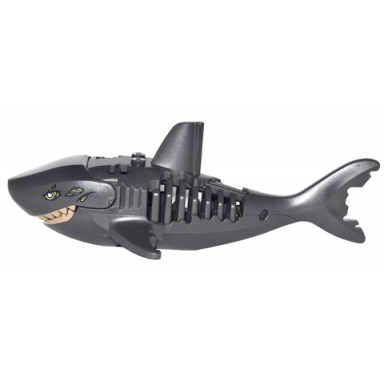 pearl dark gray shark with bones and gills with white eyes dark tan sinews and teeth ghost zombie pattern
