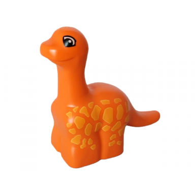 orange duplo dinosaur brachiosaurus baby with yellow spots pattern