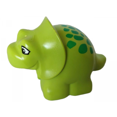 lime duplo dinosaur triceratops baby with green spots pattern