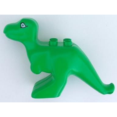 bright green duplo dinosaur tyrannosaurus rex adult with eyes pattern