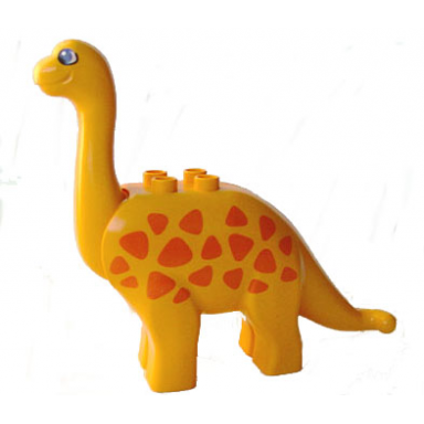 medium orange duplo dinosaur brachiosaurus adult with orange spots pattern