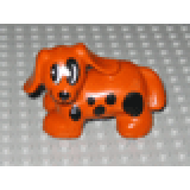 dark orange duplo dog dachshund with black spots pattern spot
