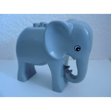 light gray duplo elephant adult with eyes round pattern