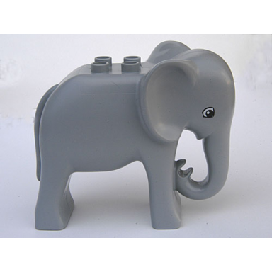 light bluish gray duplo elephant adult with eyes squared pattern