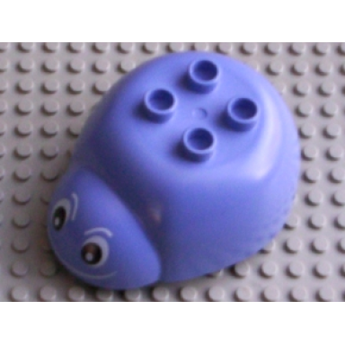 medium violet duplo insect body with 2 x 2 studs with black eyes and white smile pattern
