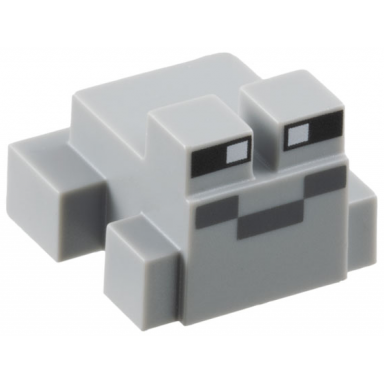 light bluish gray minecraft frog with black and white eyes dark bluish gray mouth pattern