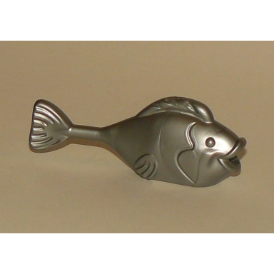 flat silver duplo fish with thin tail and large tail fin