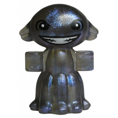 satin trans-brown grindylow with black eyes and wide open mouth smile with white teeth pattern