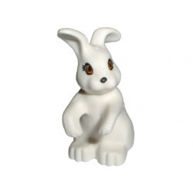 white bunny rabbit belville with orange eyes and black nose pattern
