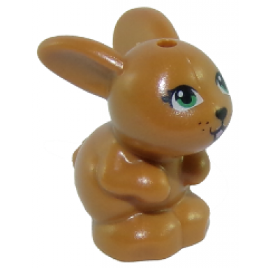 medium nougat bunny rabbit friends sitting with green eyes black nose and mouth and bright pink tongue pattern